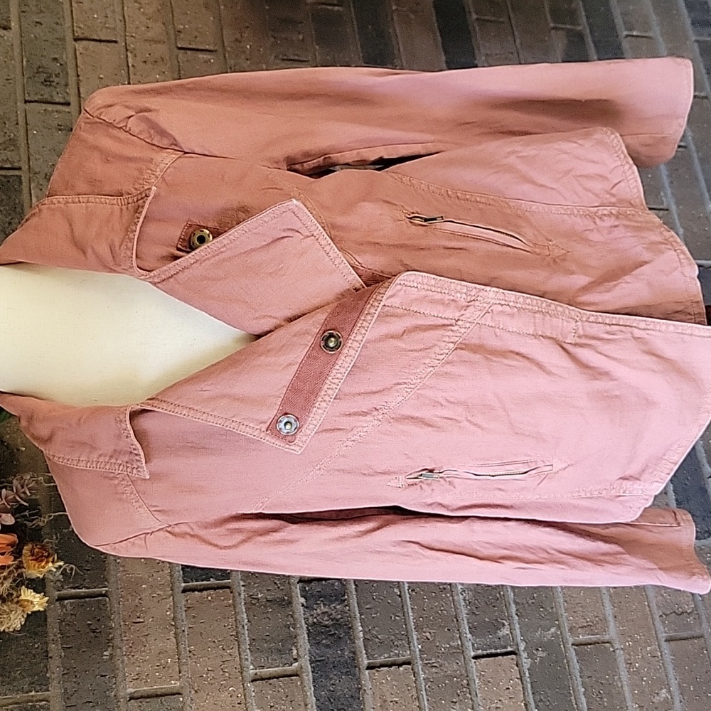 Free People moto jacket, coral, size S